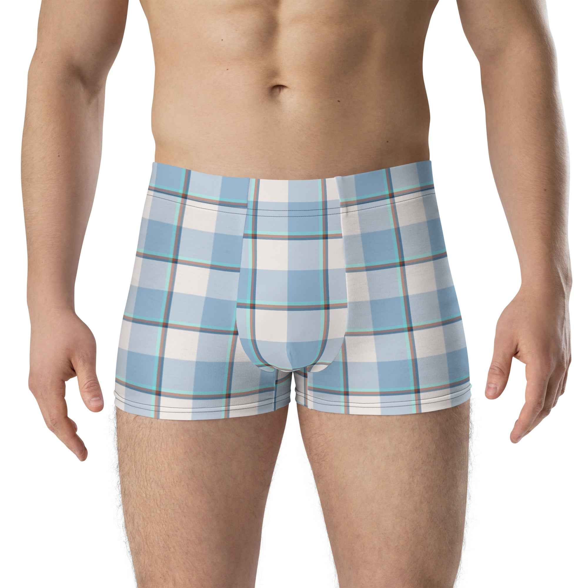 Pink Cloud and Blue Lagoon Plaid Boxer Briefs - Scottish Squares