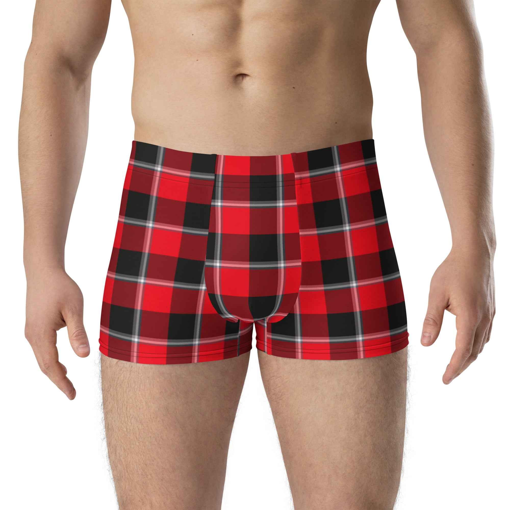 Red Ribbon and Heavy Metal Plaid Boxer Briefs - Scottish Squares