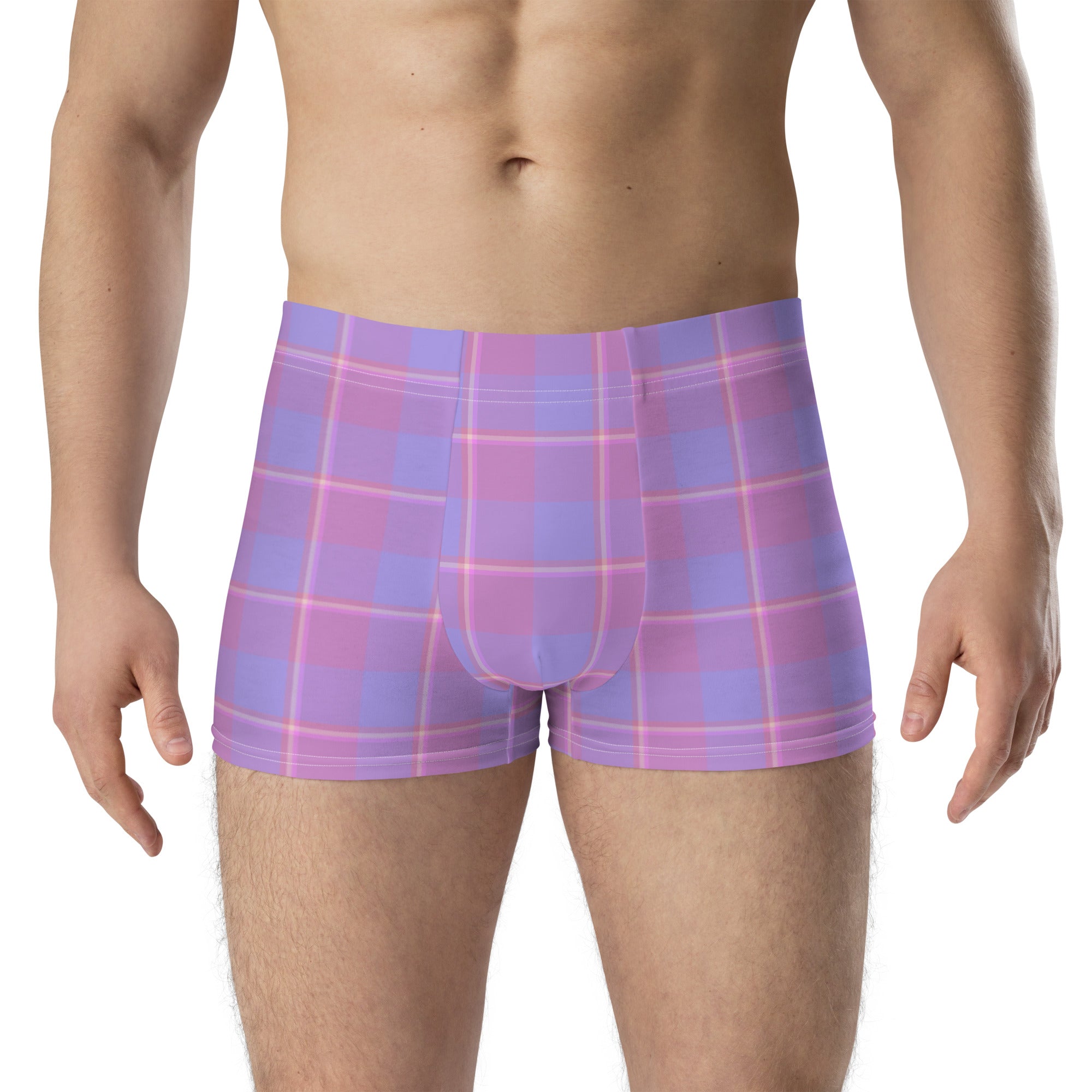 Viola and Dull Lavender Plaid Boxer Briefs - Scottish Squares