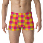 Corn and Razzmatazz Plaid Boxer Briefs - Scottish Squares
