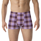 Light Wisteria and Livid Brown Plaid Boxer Briefs - Scottish Squares