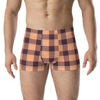 Hit Pink and Livid Brown Plaid Boxer Briefs - Scottish Squares
