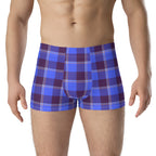 Cornflower Blue and Livid Brown Plaid Boxer Briefs - Scottish Squares