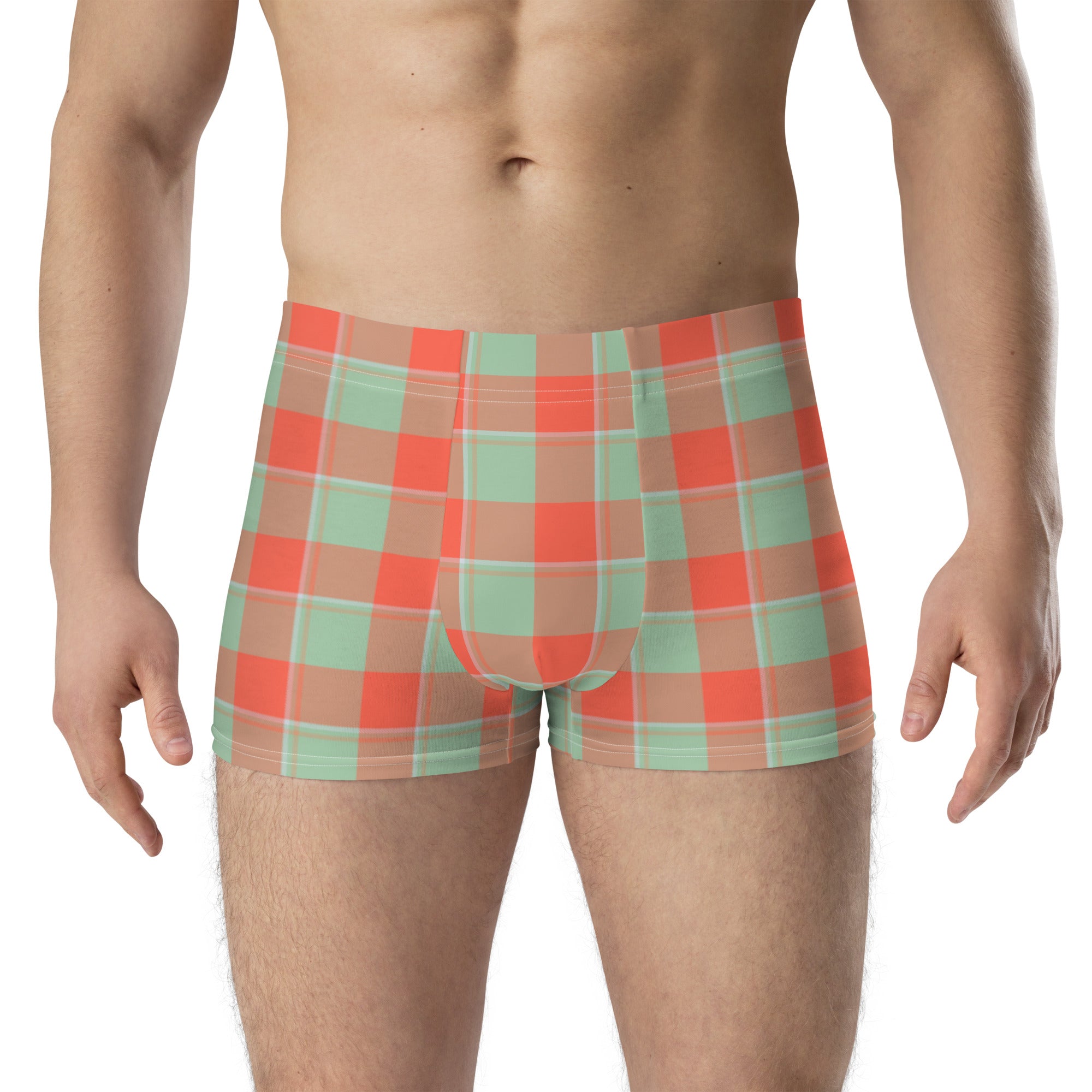 Spring Rain and Persimmon Plaid Boxer Briefs - Scottish Squares