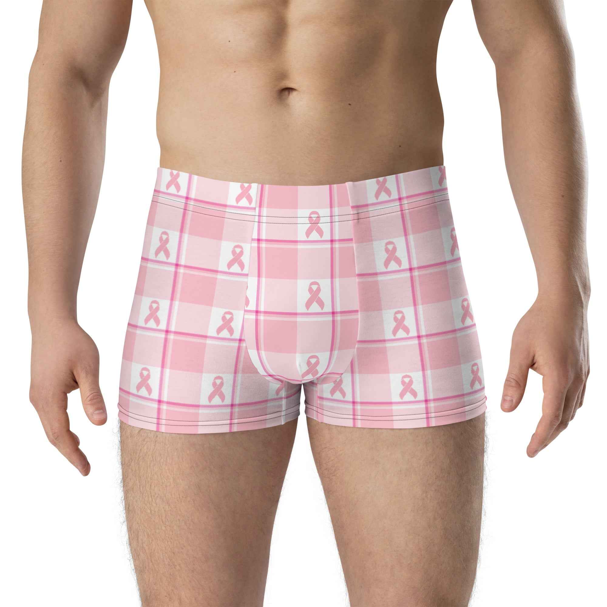 Boxer Briefs Breast Cancer Awareness Plaid 3XL - Scottish Squares