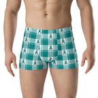 Boxer Briefs Cervical Cancer Awareness Plaid, Teal Ribbon, Supportive Gift - Scottish Squares