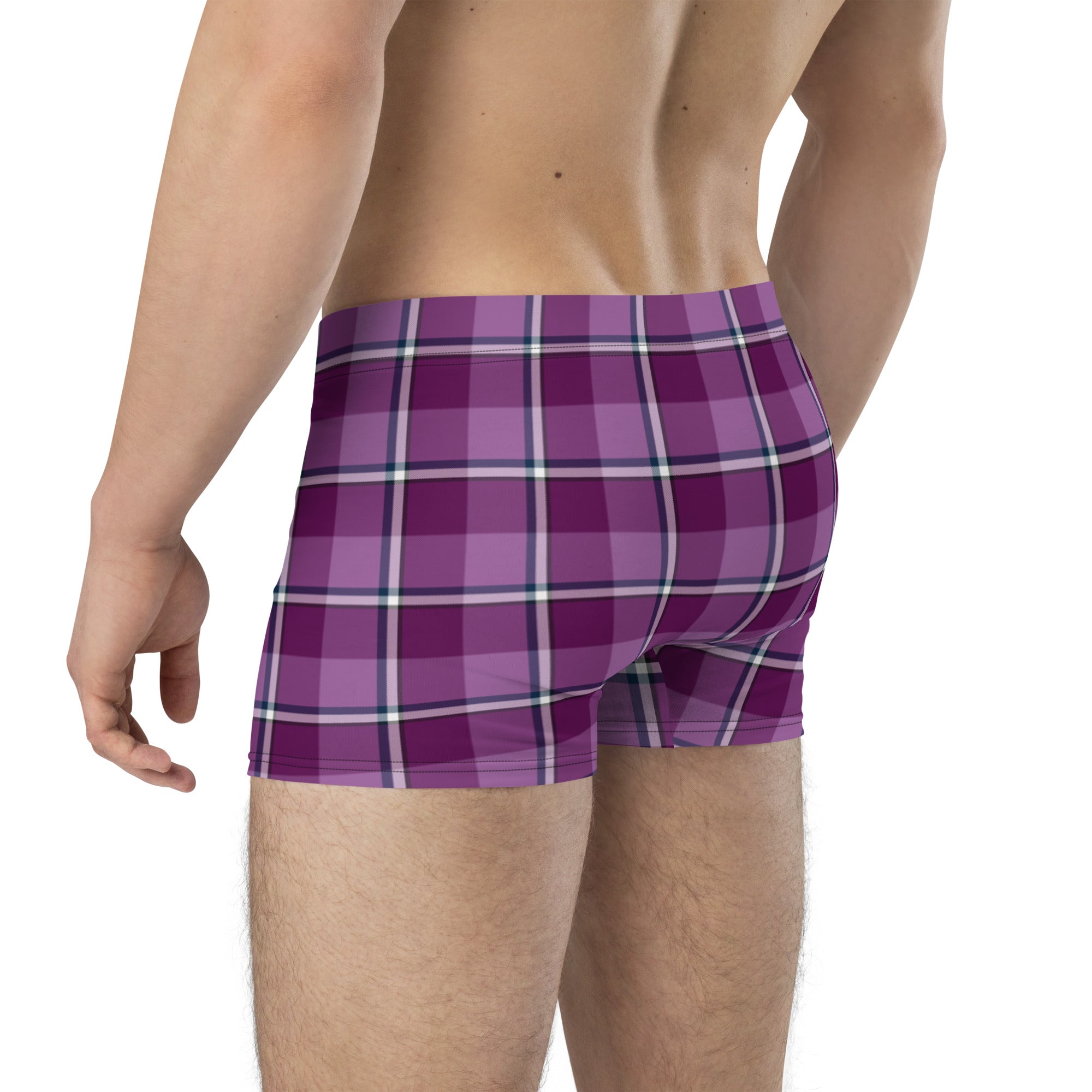 Purple and Trendy Pink Plaid Boxer Briefs - Scottish Squares