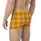 Blaze Orange and Bird Flower Plaid Boxer Briefs - Scottish Squares