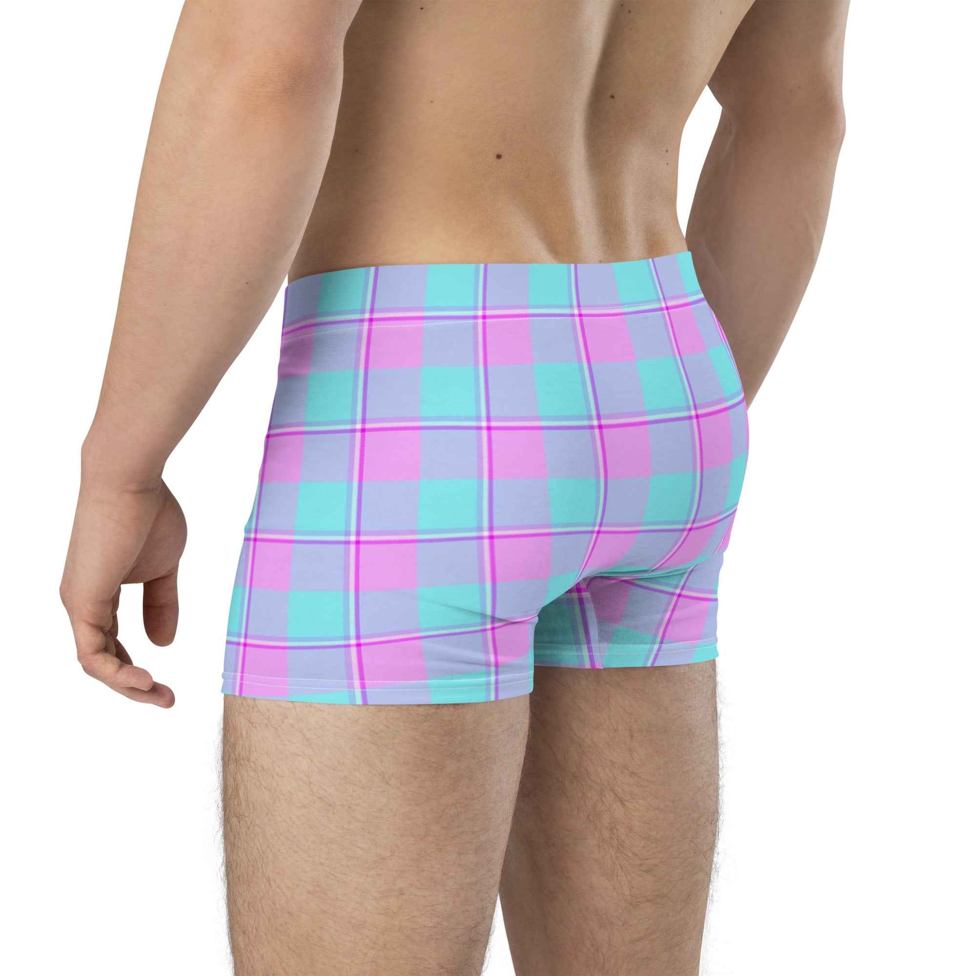 Mauve and Coastal Mist Plaid Boxer Briefs - Scottish Squares