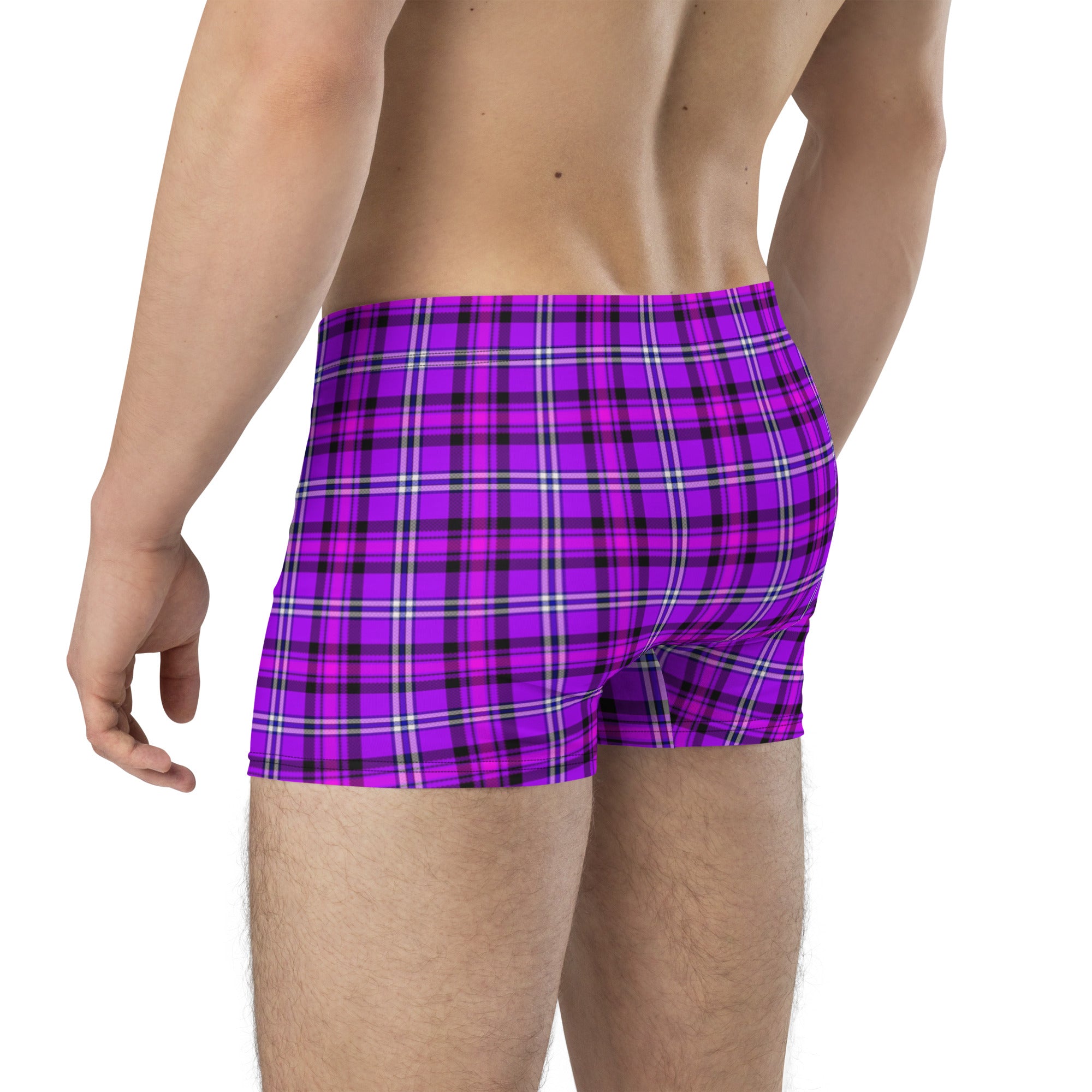 Electric Violet and Fuchsia Plaid Boxer Briefs - Scottish Squares