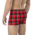 Red Ribbon and Heavy Metal Plaid Boxer Briefs - Scottish Squares