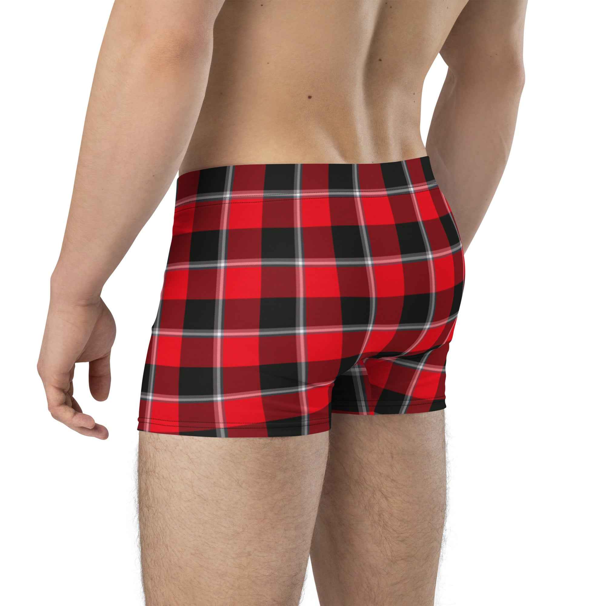 Red Ribbon and Heavy Metal Plaid Boxer Briefs - Scottish Squares