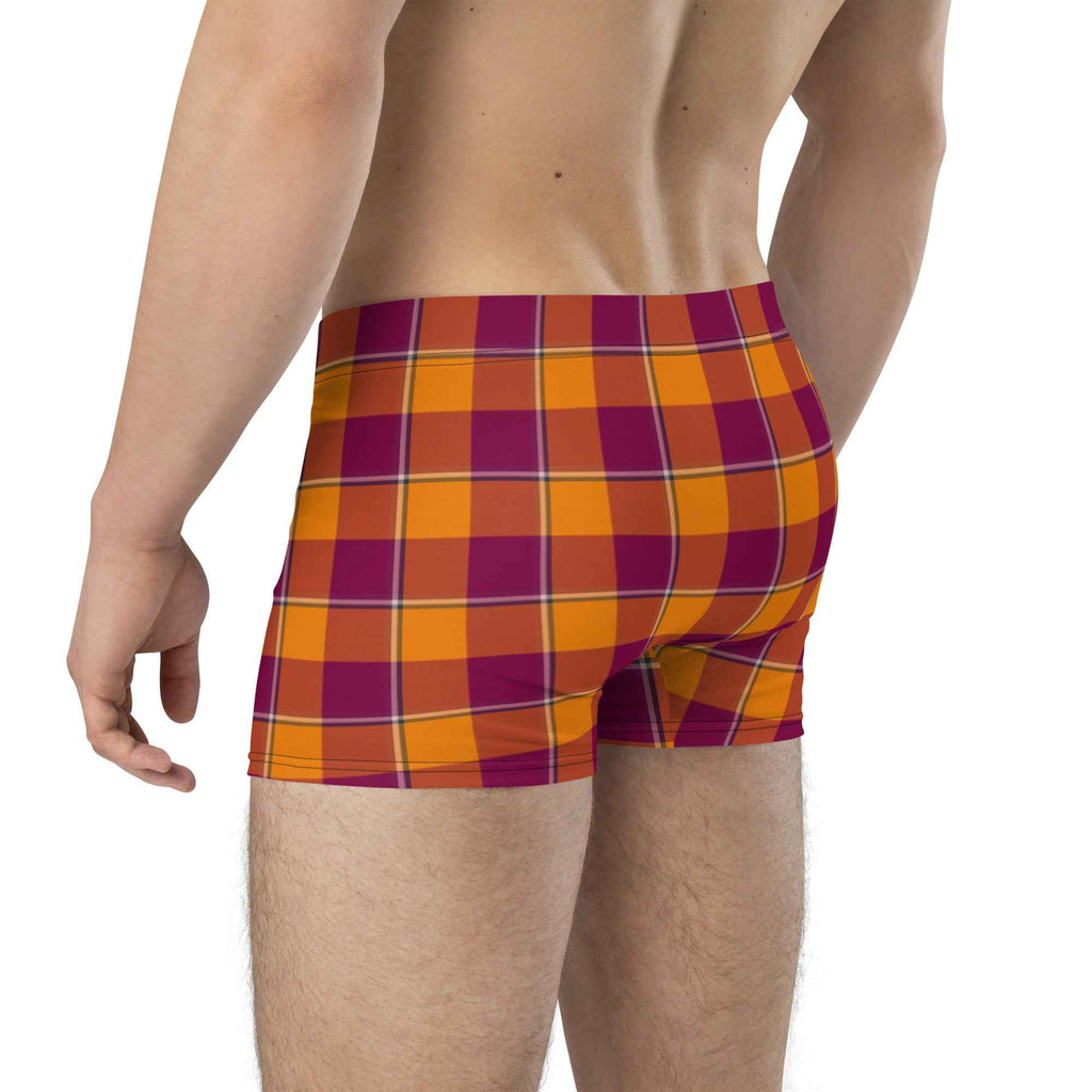 Tahiti Gold and Rose Bud Cherry Plaid Boxer Briefs - Scottish Squares