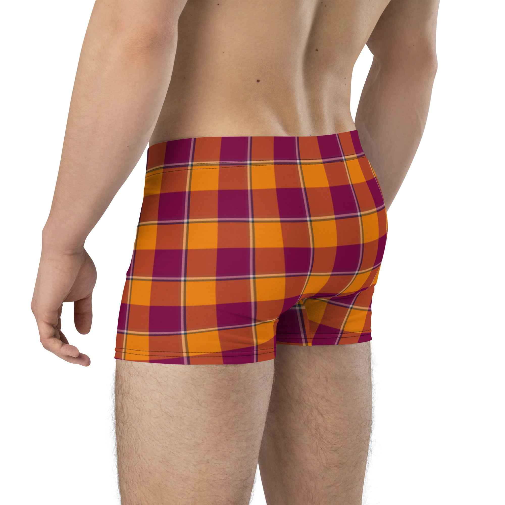 Tahiti Gold and Rose Bud Cherry Plaid Boxer Briefs - Scottish Squares