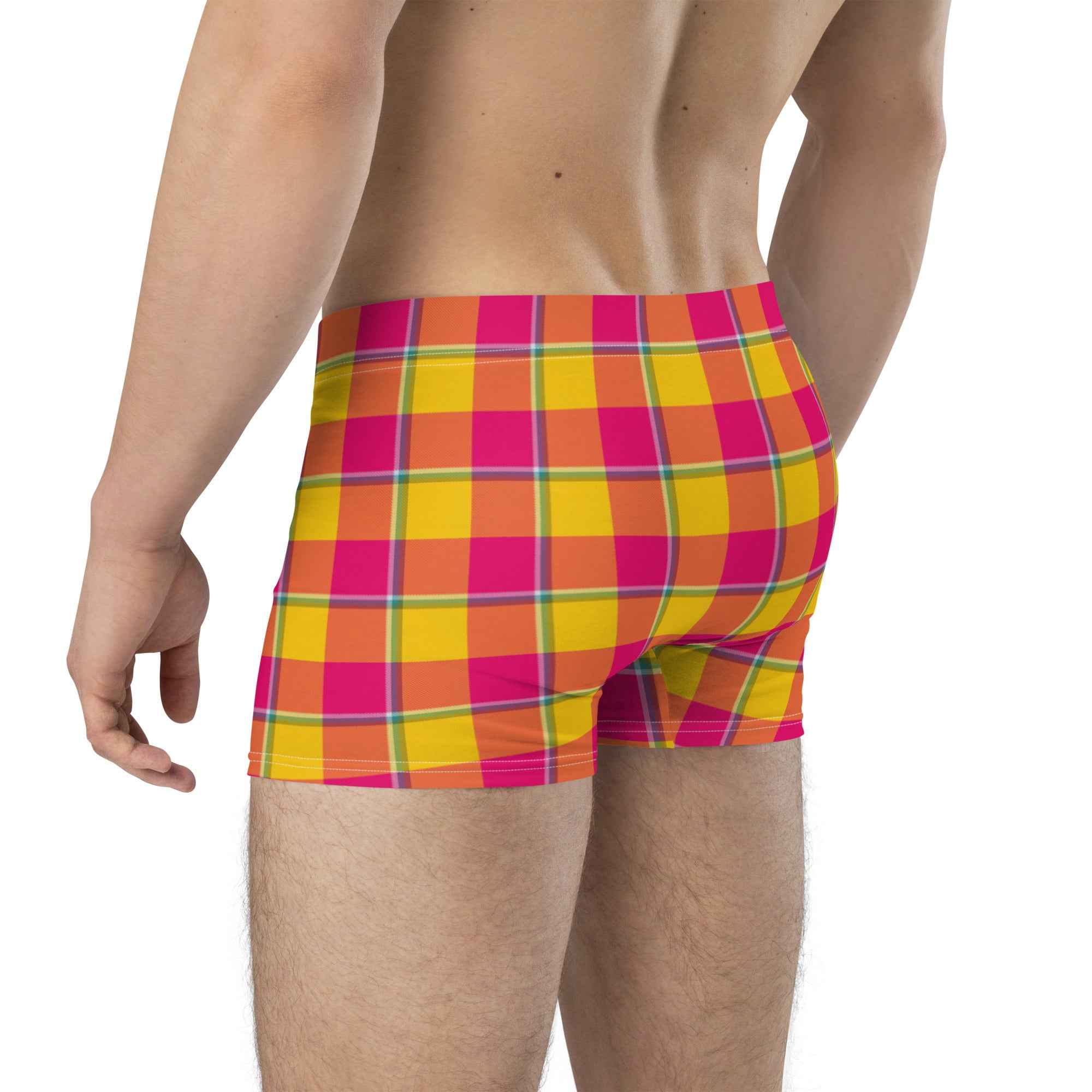 Corn and Razzmatazz Plaid Boxer Briefs - Scottish Squares