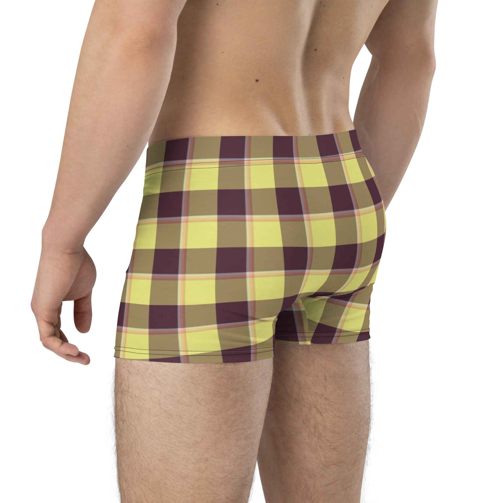 Flax and Livid Brown Plaid Boxer Briefs - Scottish Squares
