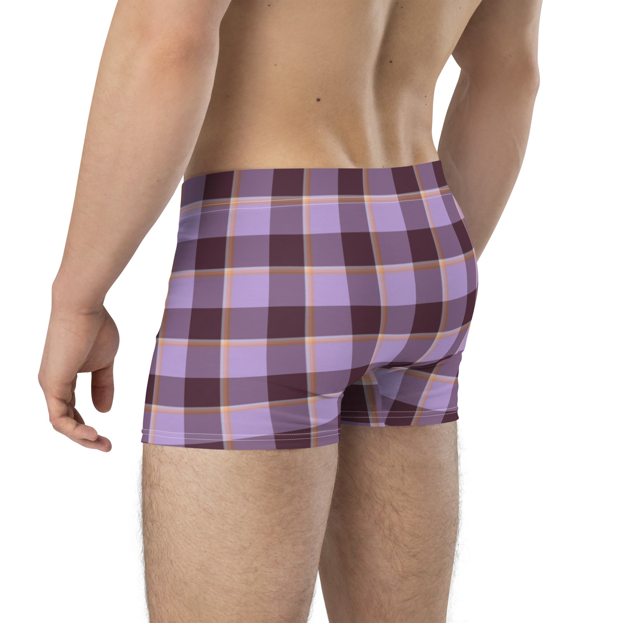 Light Wisteria and Livid Brown Plaid Boxer Briefs - Scottish Squares