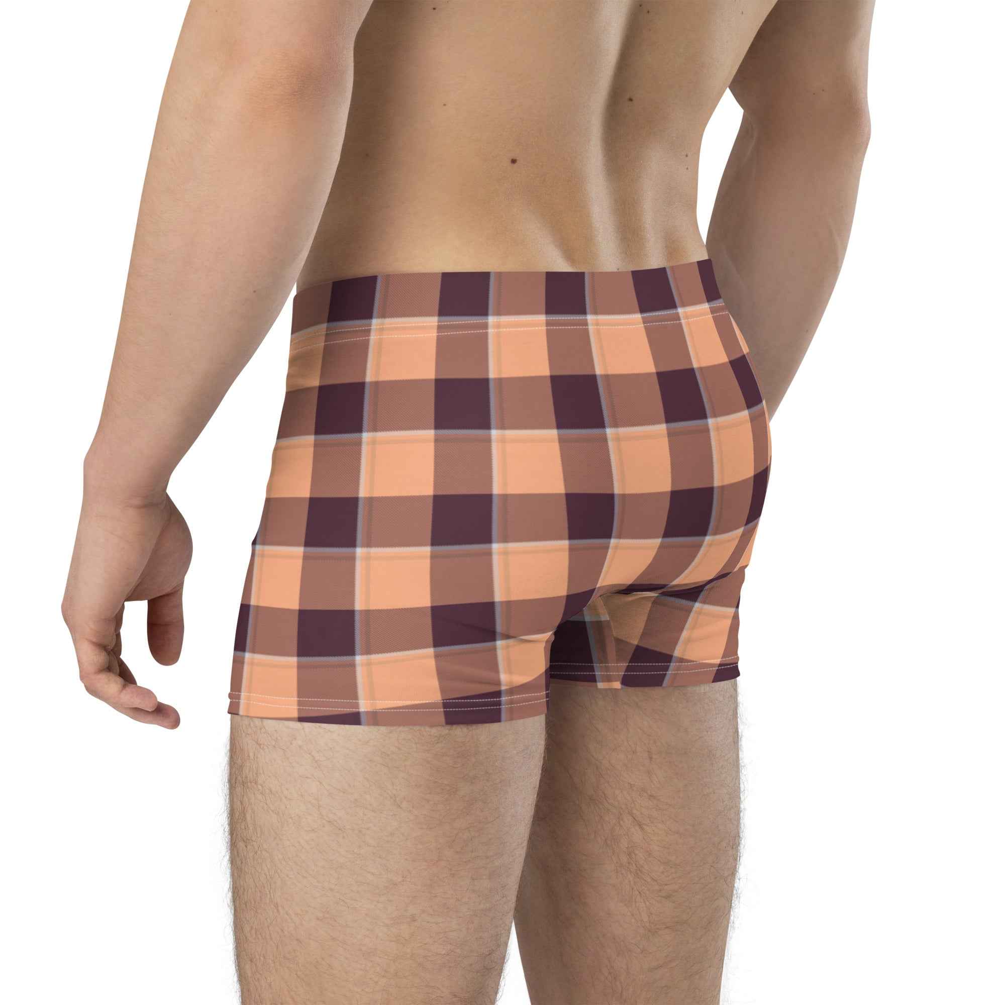 Hit Pink and Livid Brown Plaid Boxer Briefs - Scottish Squares