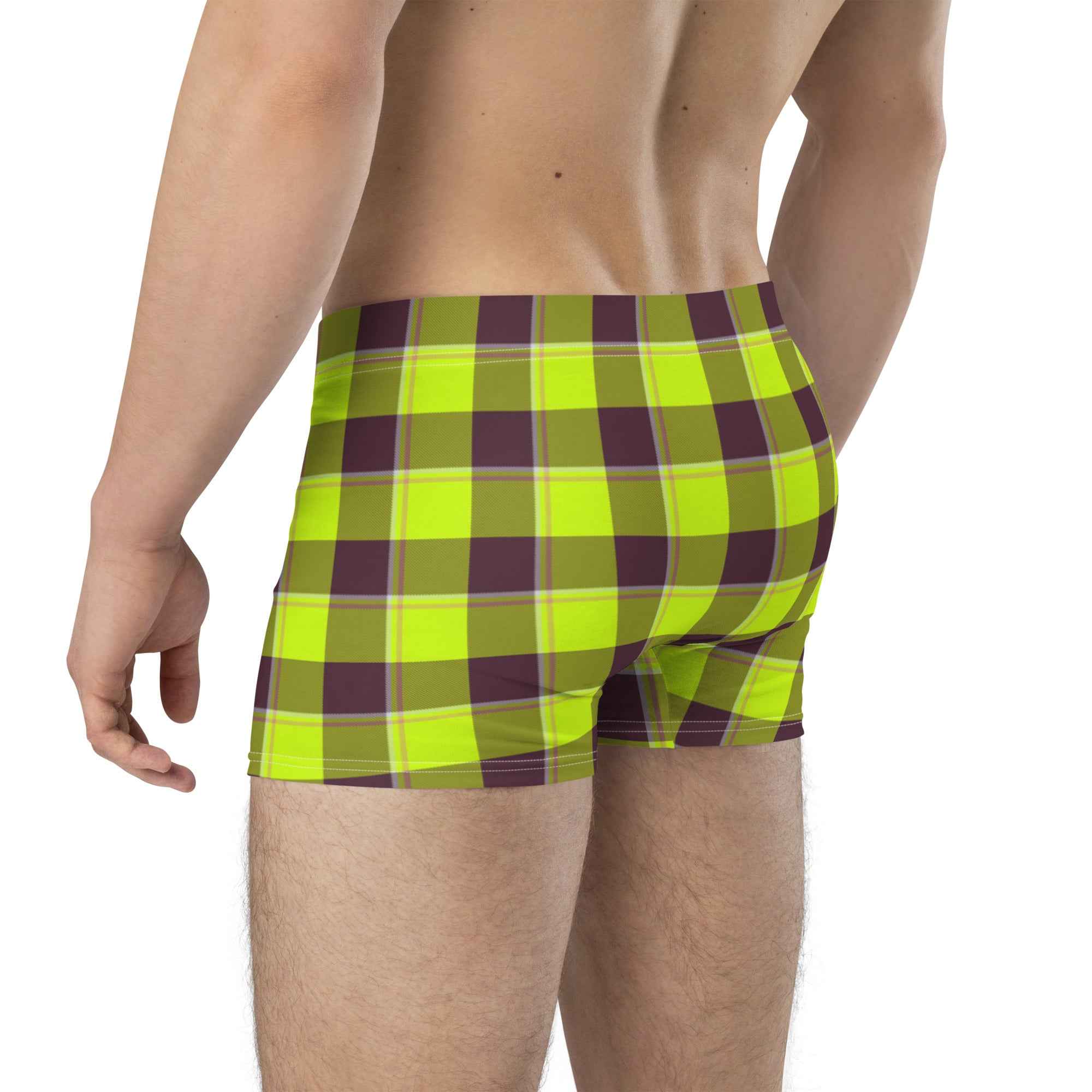Electric Lime and Livid Brown Plaid Boxer Briefs - Scottish Squares