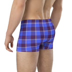 Cornflower Blue and Livid Brown Plaid Boxer Briefs - Scottish Squares
