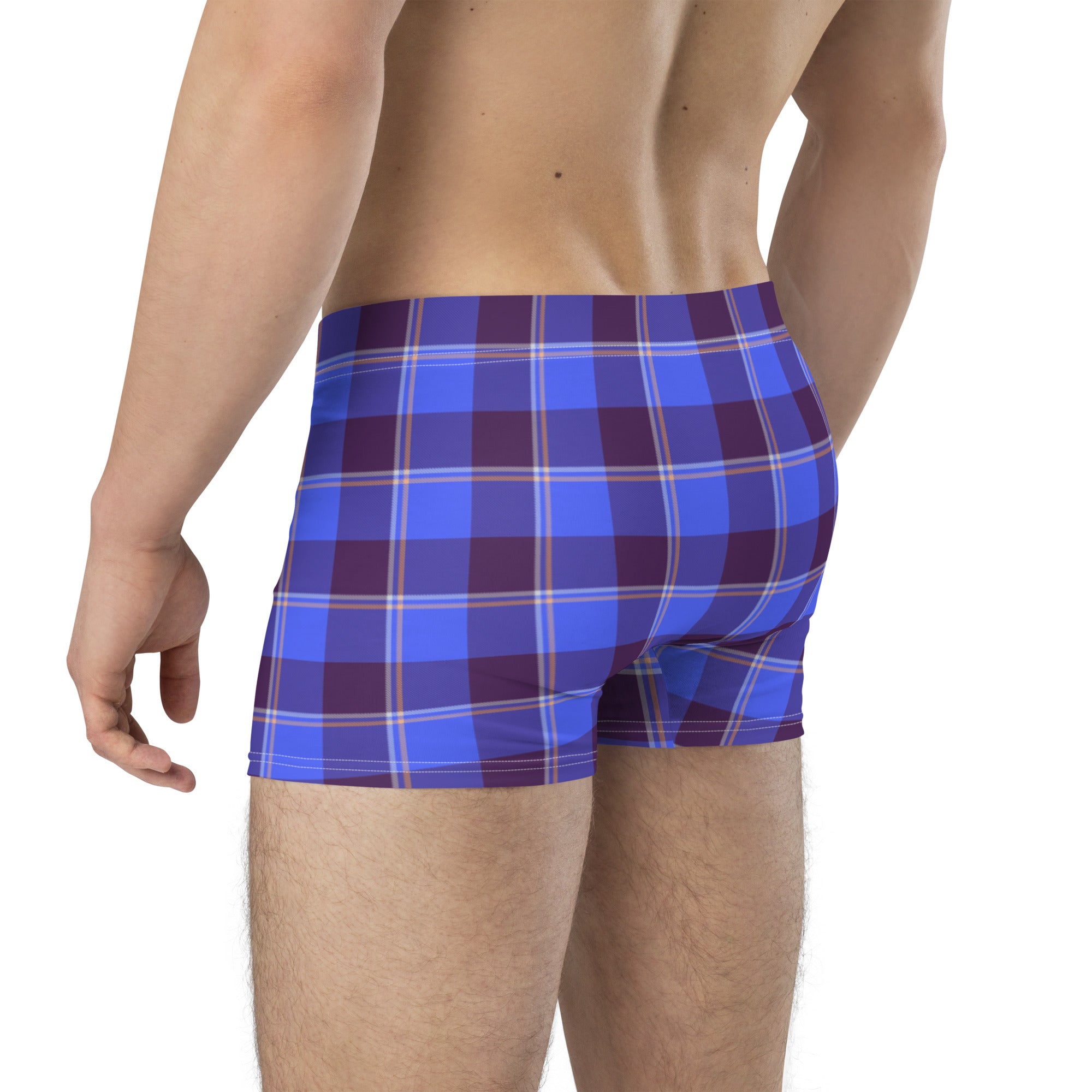 Cornflower Blue and Livid Brown Plaid Boxer Briefs - Scottish Squares