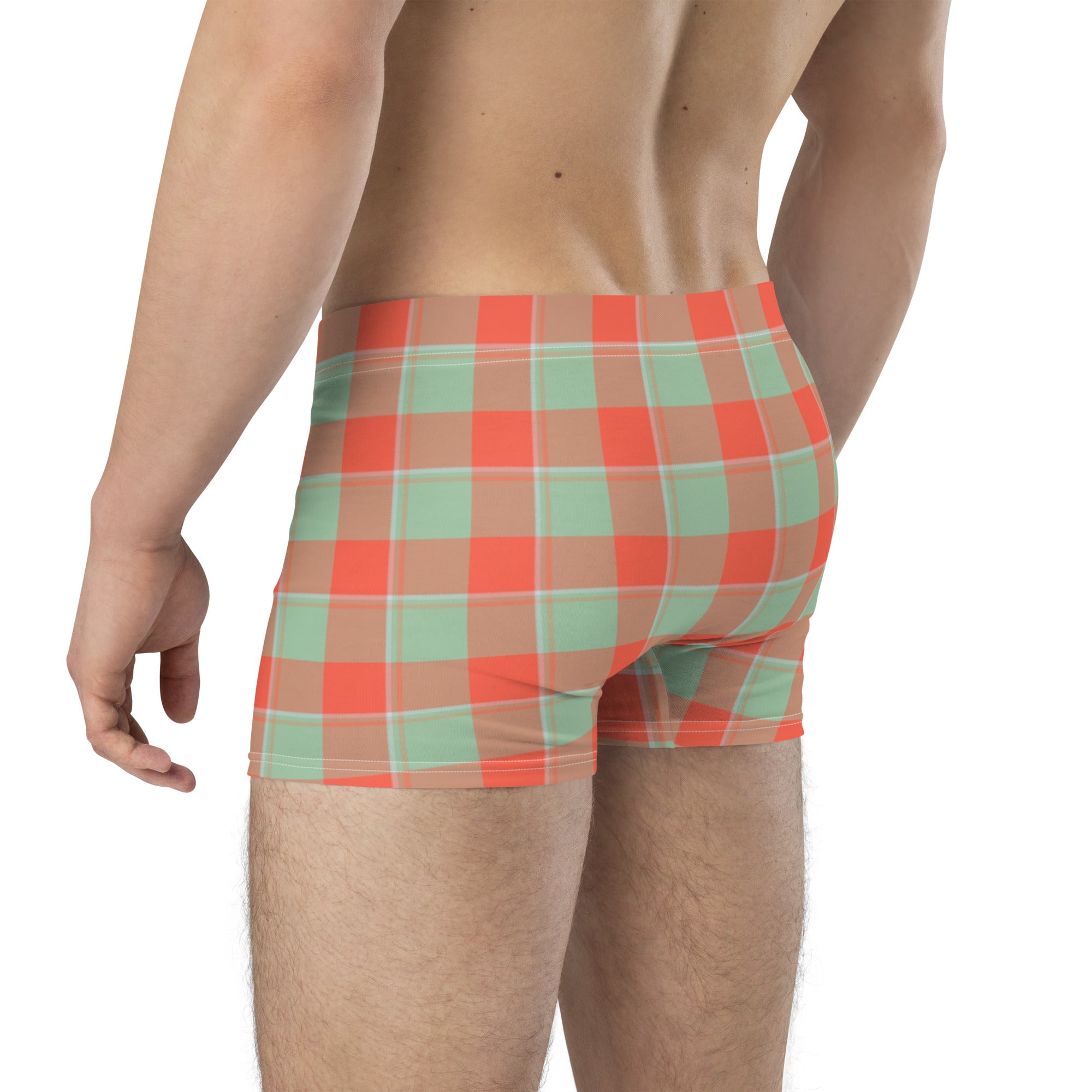 Spring Rain and Persimmon Plaid Boxer Briefs - Scottish Squares