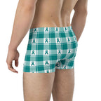 Boxer Briefs Cervical Cancer Awareness Plaid, Teal Ribbon, Supportive Gift - Scottish Squares