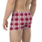 Boxer Briefs Multiple Myeloma Cancer Awareness, Burgundy Ribbon, Supportive Gift - Scottish Squares