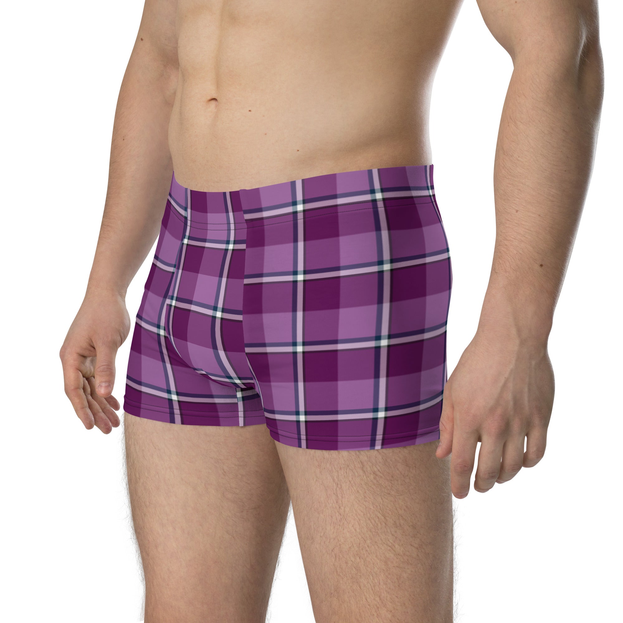 Purple and Trendy Pink Plaid Boxer Briefs - Scottish Squares