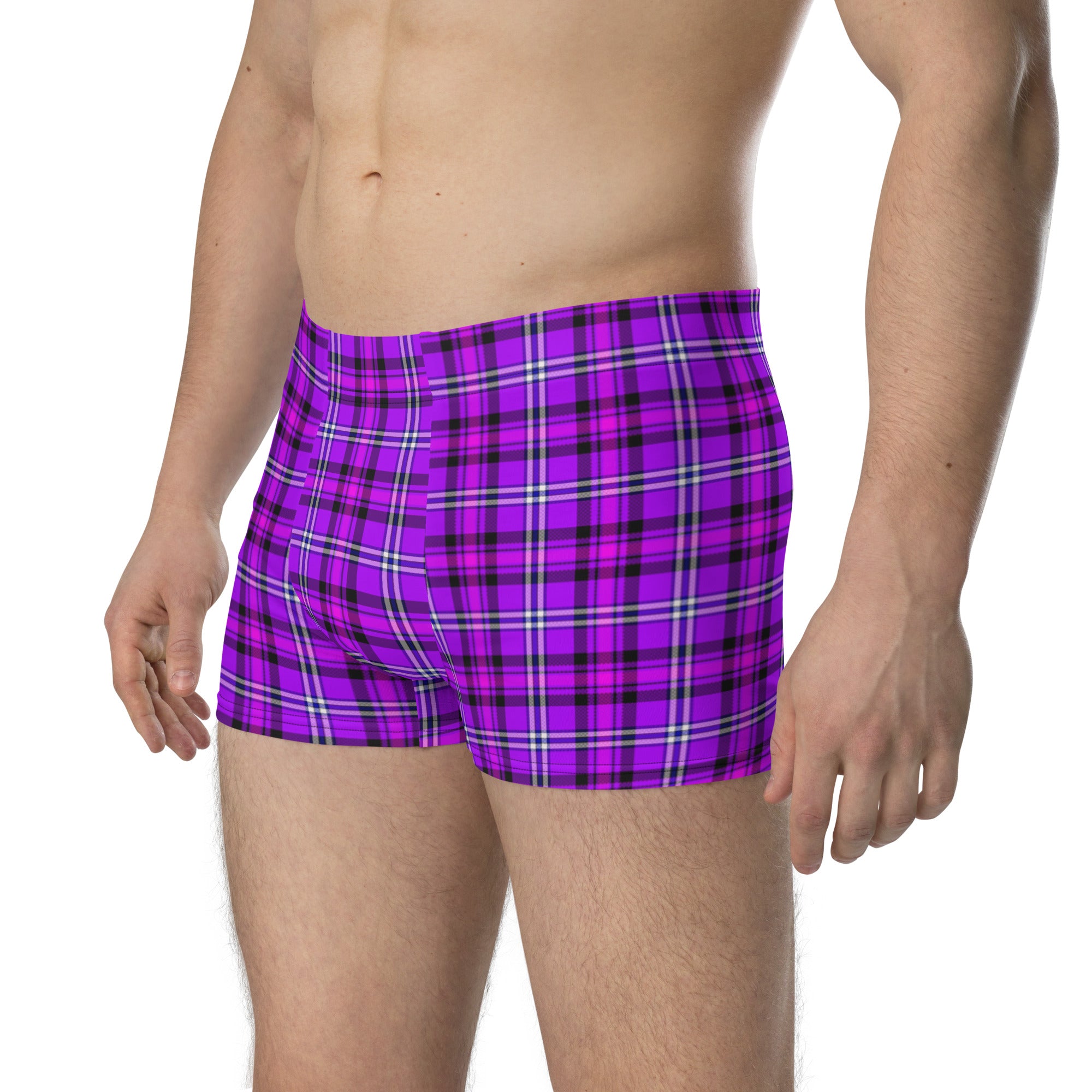 Electric Violet and Fuchsia Plaid Boxer Briefs - Scottish Squares