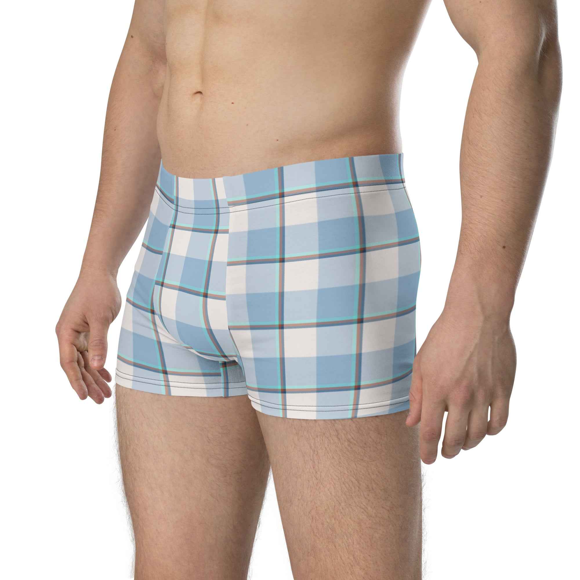 Pink Cloud and Blue Lagoon Plaid Boxer Briefs - Scottish Squares