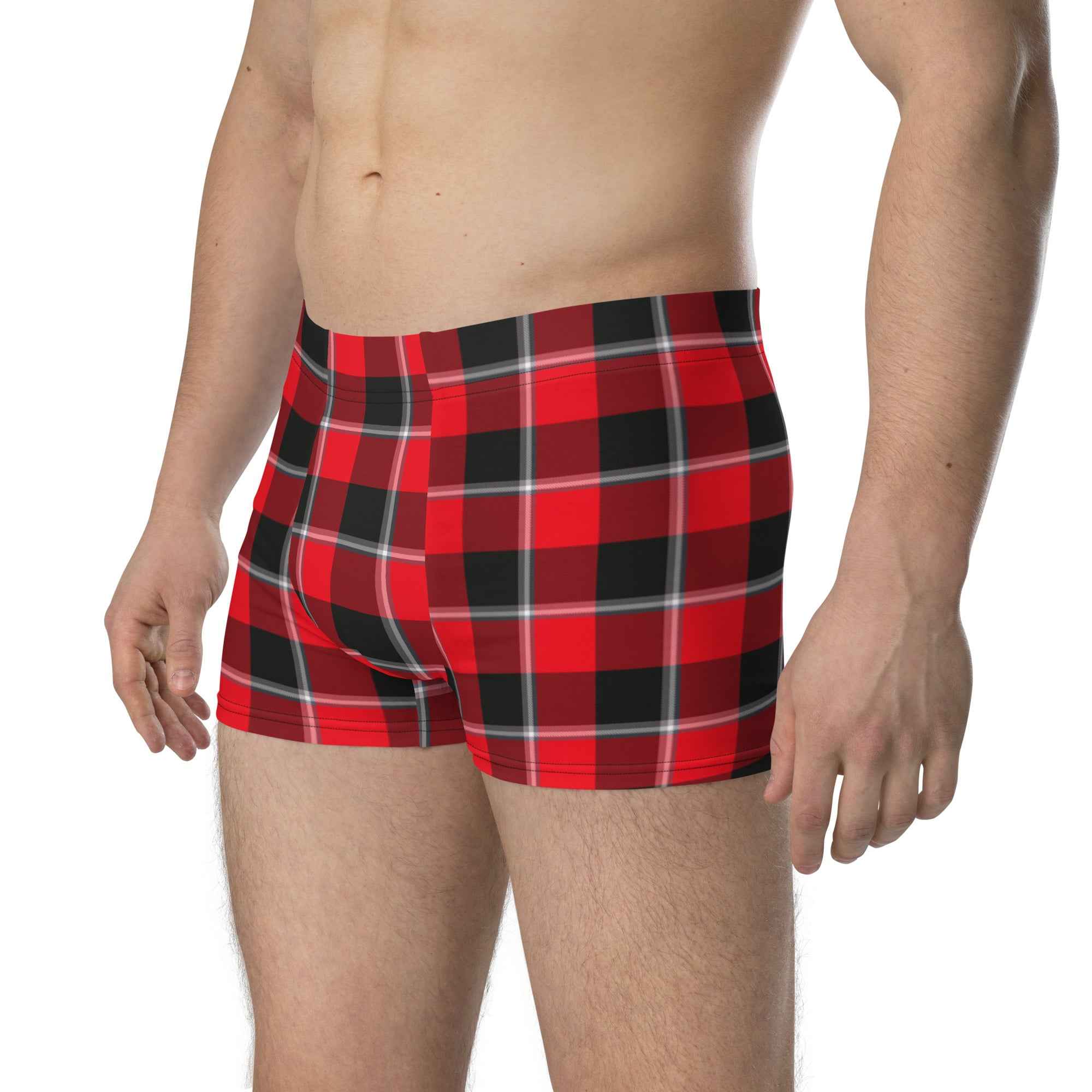 Red Ribbon and Heavy Metal Plaid Boxer Briefs - Scottish Squares