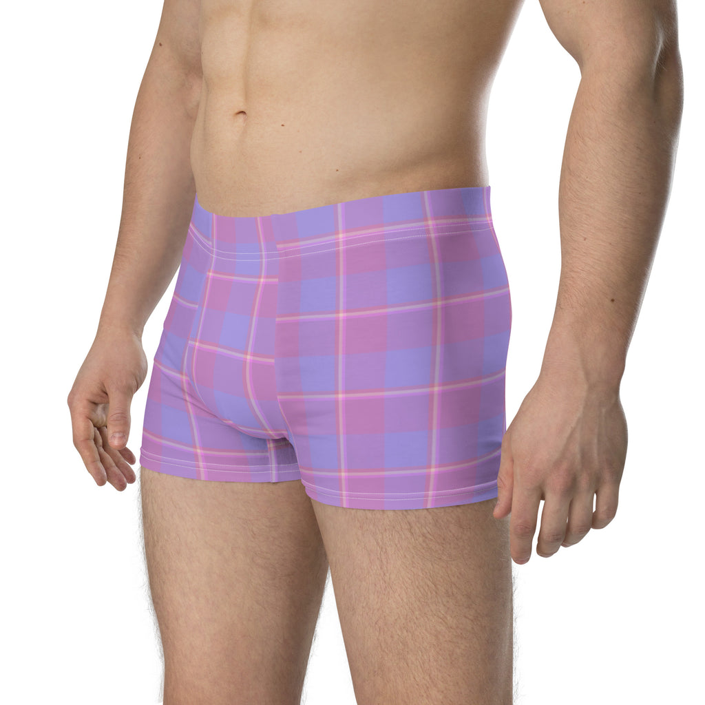 Viola and Dull Lavender Plaid Boxer Briefs - Scottish Squares