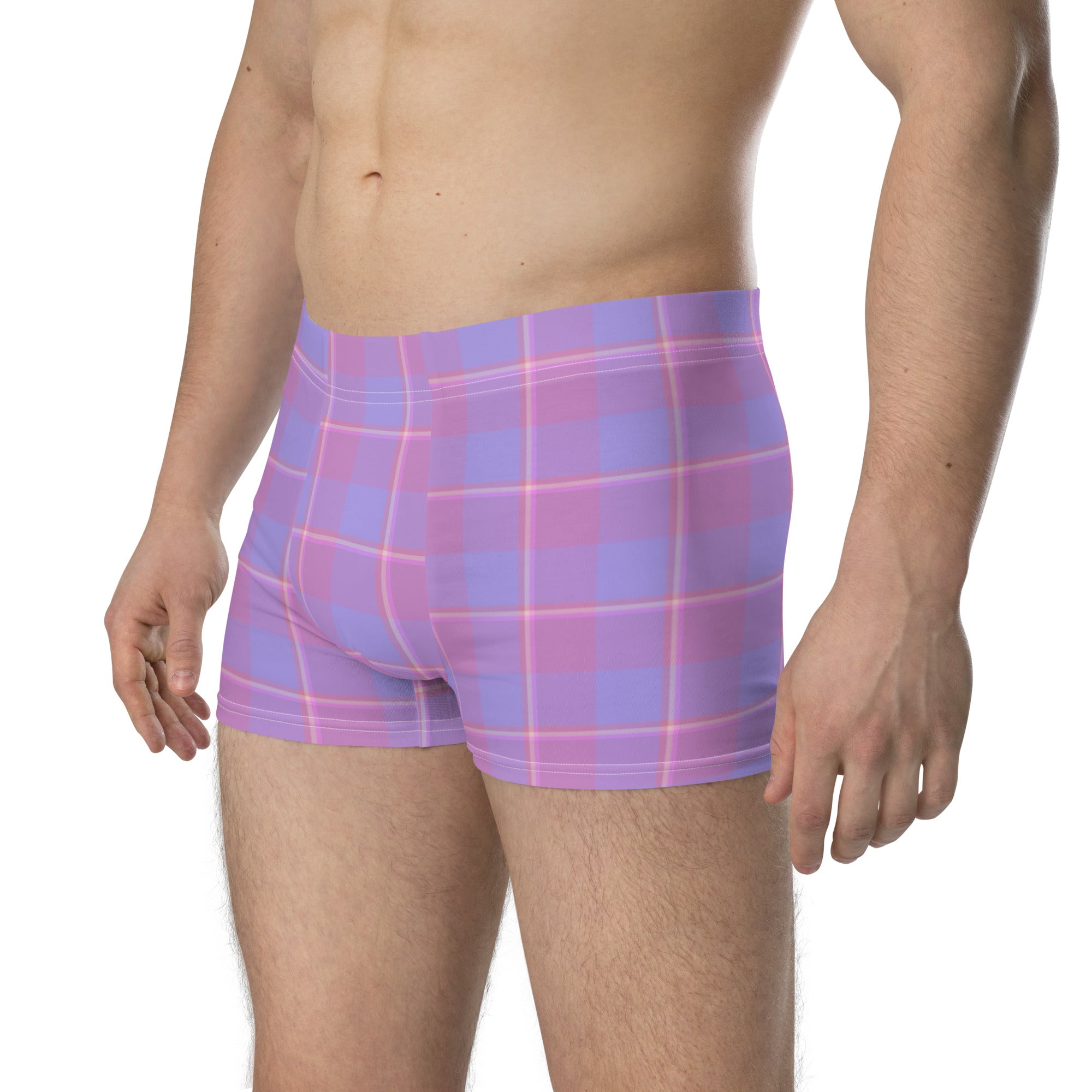 Viola and Dull Lavender Plaid Boxer Briefs - Scottish Squares