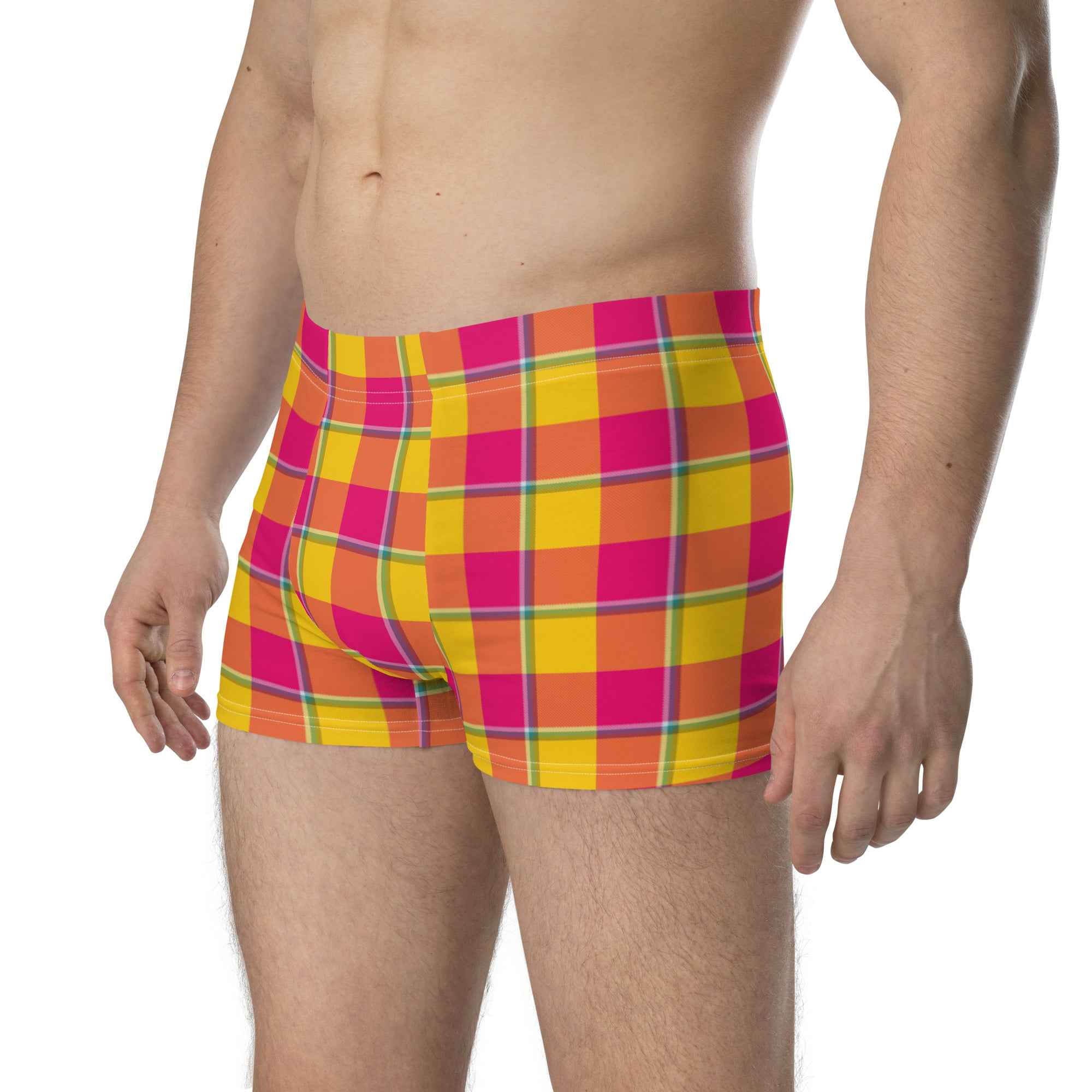 Corn and Razzmatazz Plaid Boxer Briefs - Scottish Squares