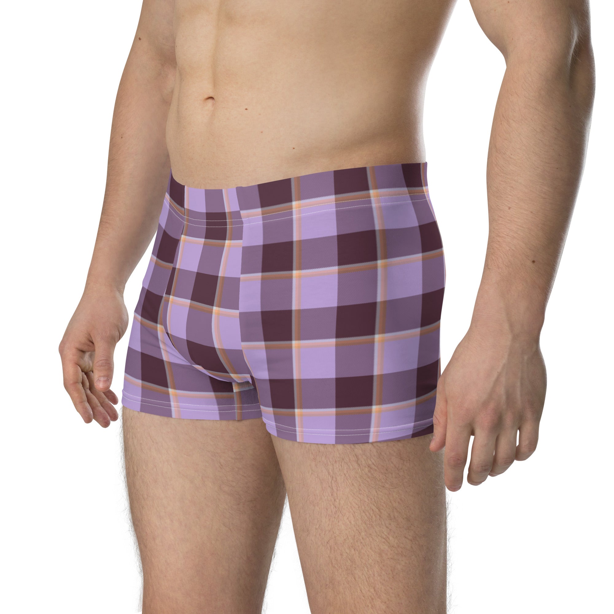 Light Wisteria and Livid Brown Plaid Boxer Briefs - Scottish Squares