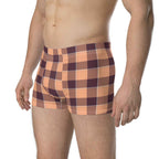 Hit Pink and Livid Brown Plaid Boxer Briefs - Scottish Squares