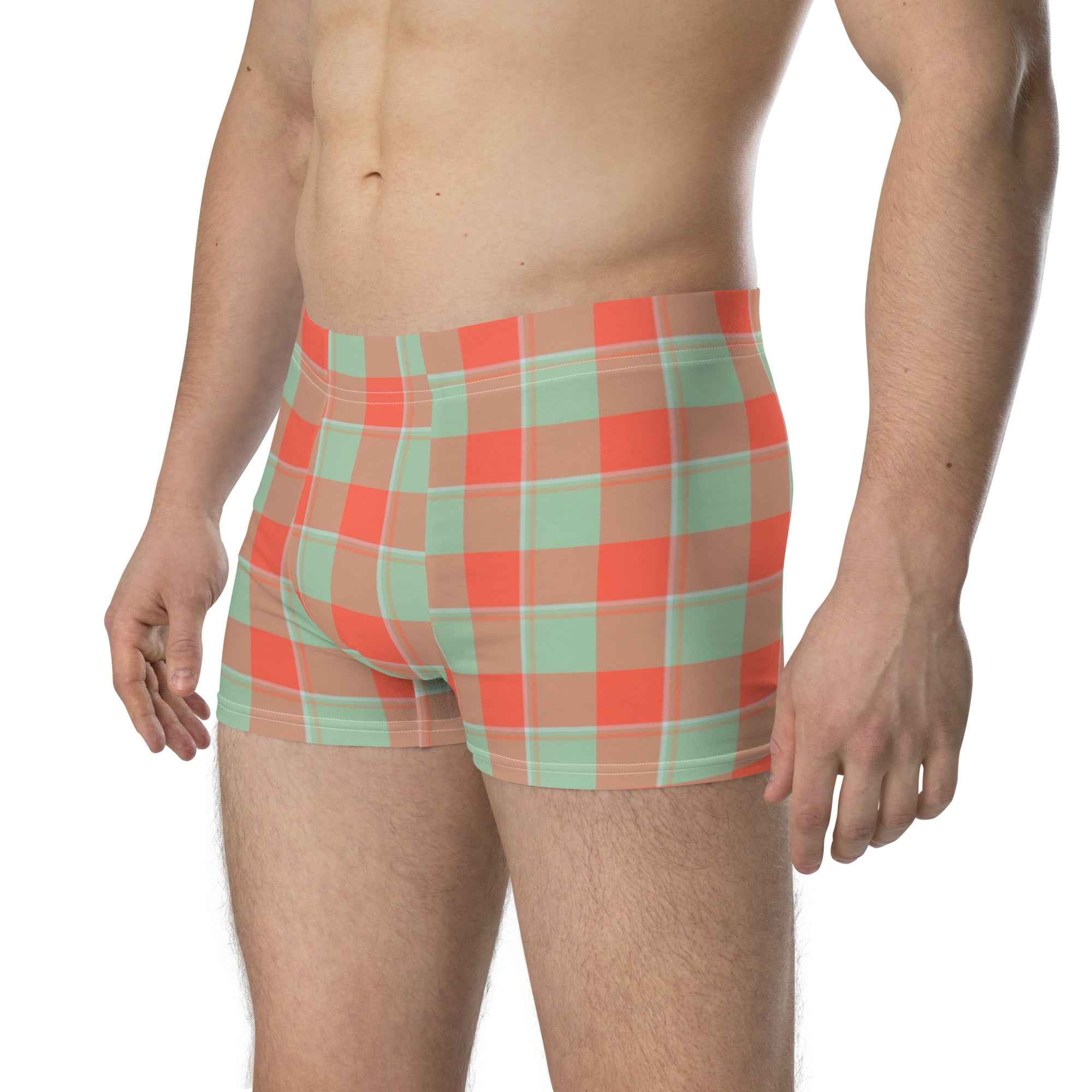Spring Rain and Persimmon Plaid Boxer Briefs - Scottish Squares