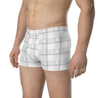 Boxer Briefs Lung Cancer Awareness Plaid, White Ribbon, Supportive Gift - Scottish Squares