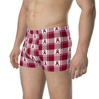 Boxer Briefs Multiple Myeloma Cancer Awareness, Burgundy Ribbon, Supportive Gift - Scottish Squares
