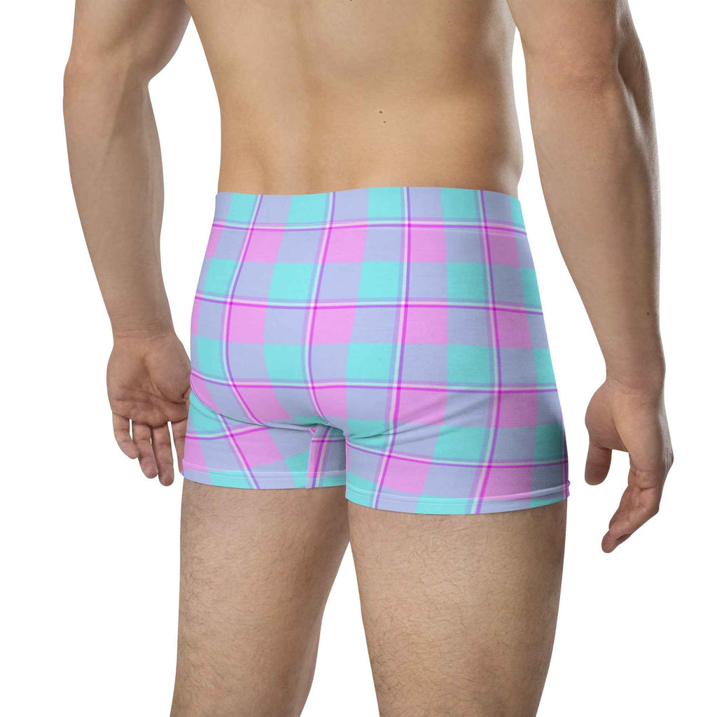Mauve and Coastal Mist Plaid Boxer Briefs - Scottish Squares