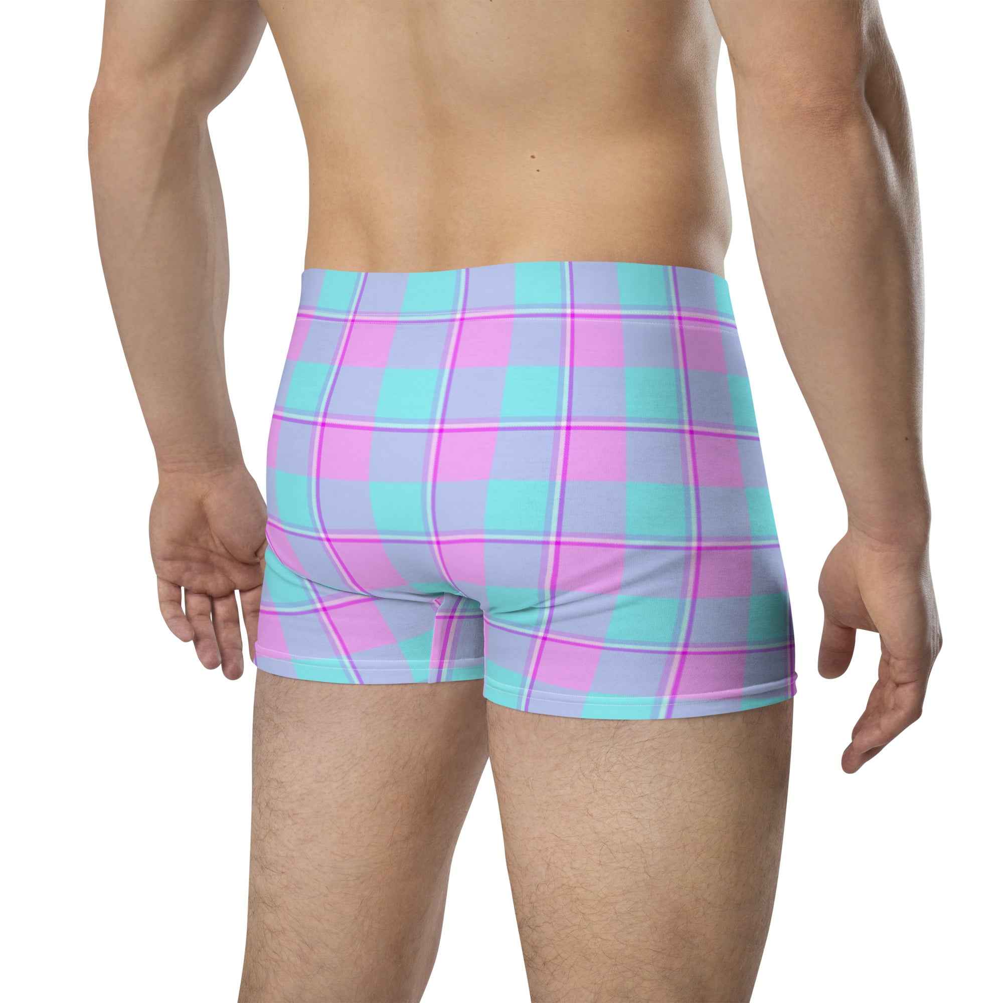 Mauve and Coastal Mist Plaid Boxer Briefs - Scottish Squares
