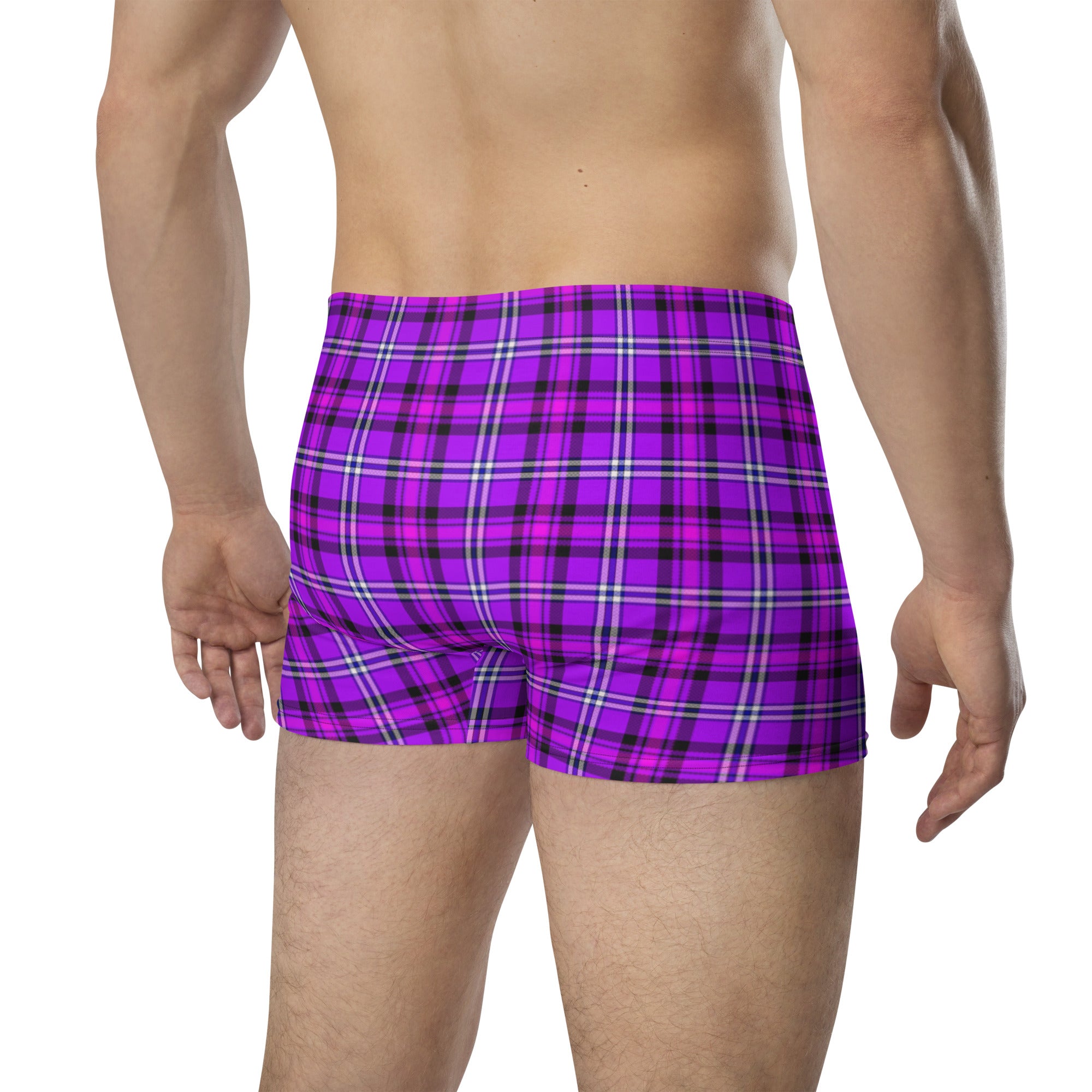 Electric Violet and Fuchsia Plaid Boxer Briefs - Scottish Squares