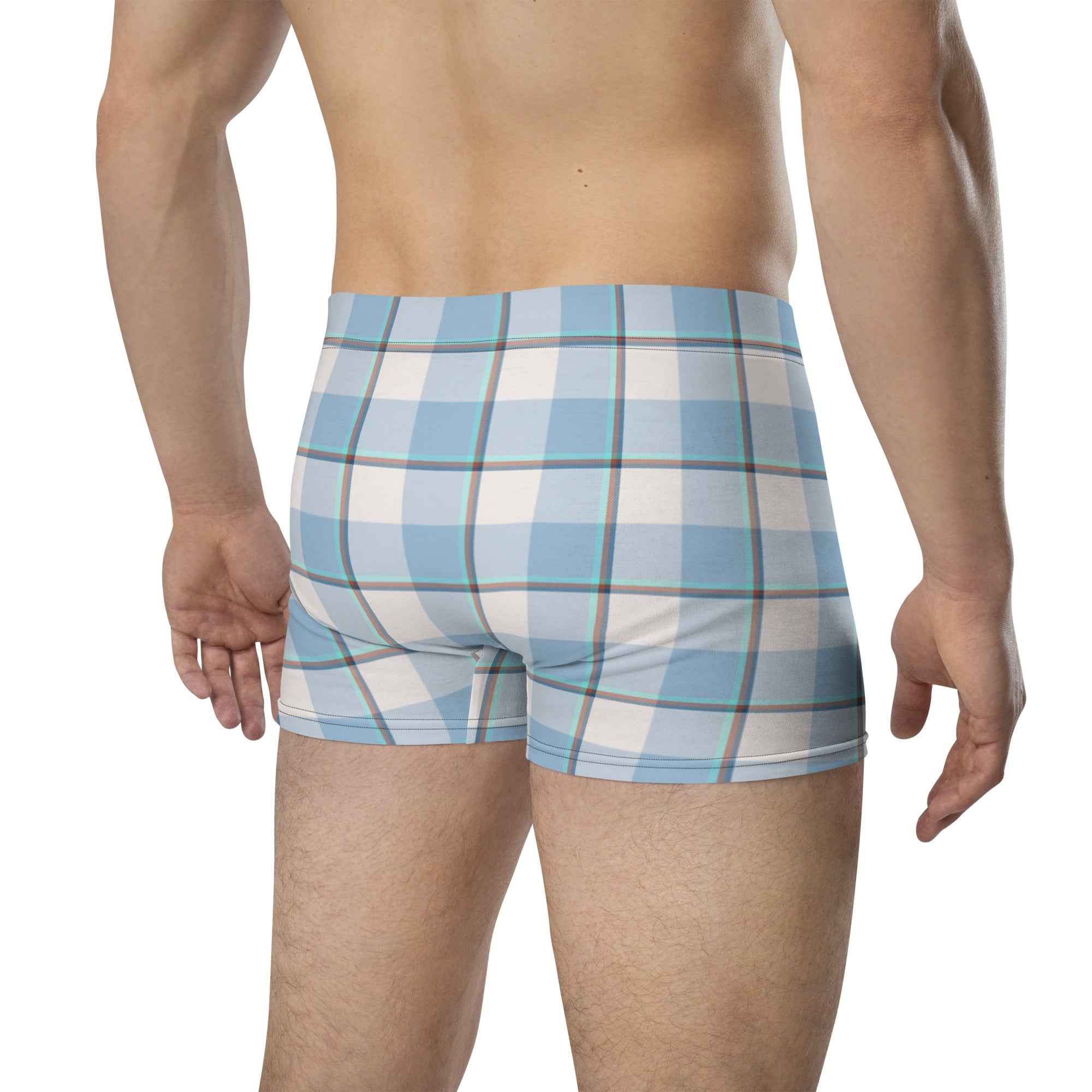 Pink Cloud and Blue Lagoon Plaid Boxer Briefs - Scottish Squares