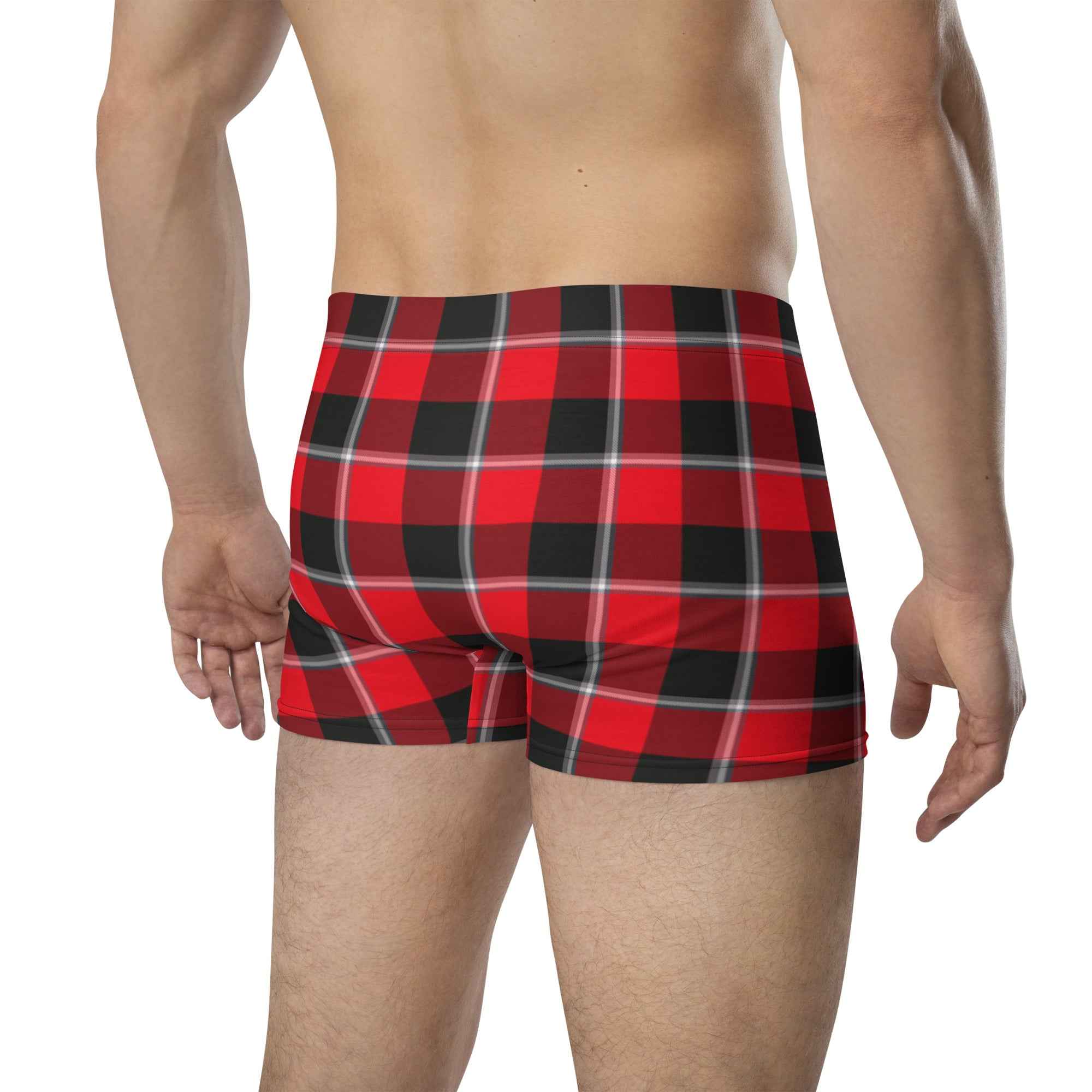 Red Ribbon and Heavy Metal Plaid Boxer Briefs - Scottish Squares
