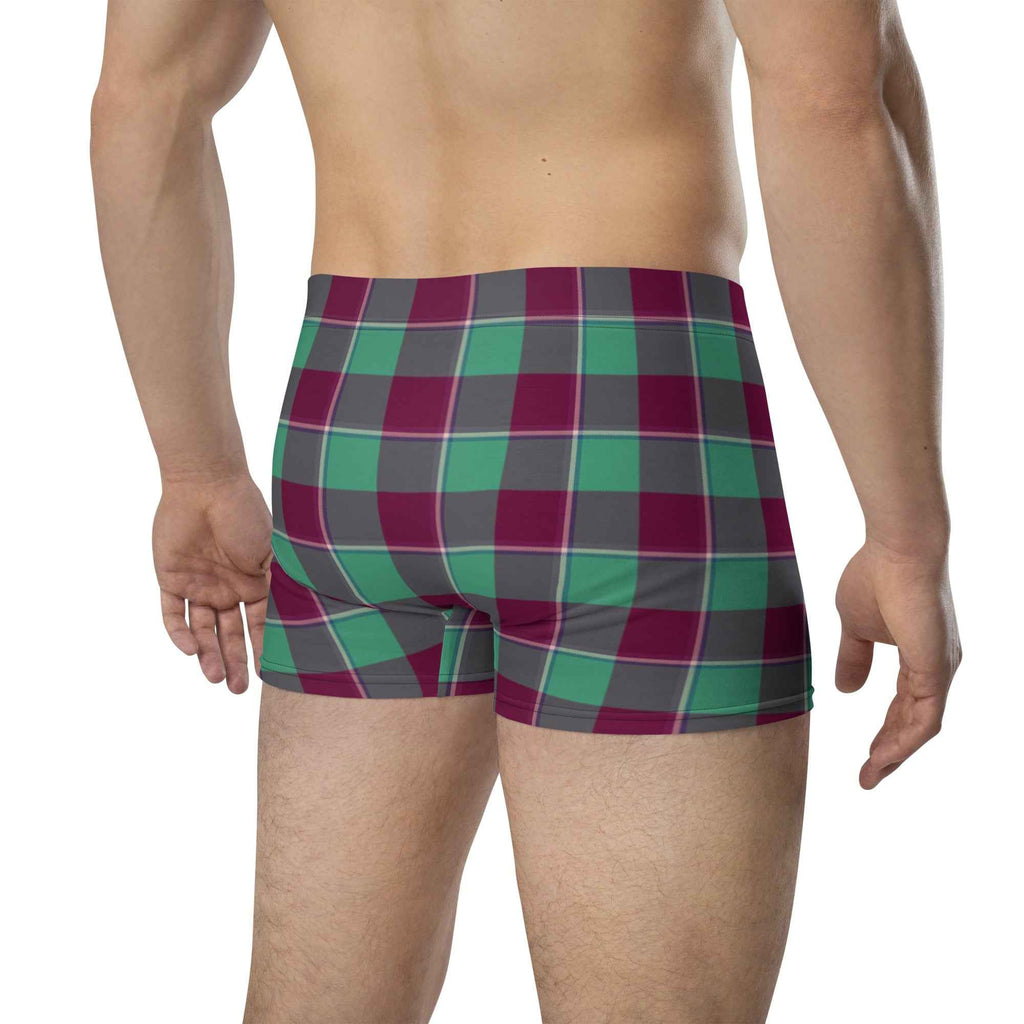 Ocean Green and Mulberry Wood Plaid Boxer Briefs - Scottish Squares
