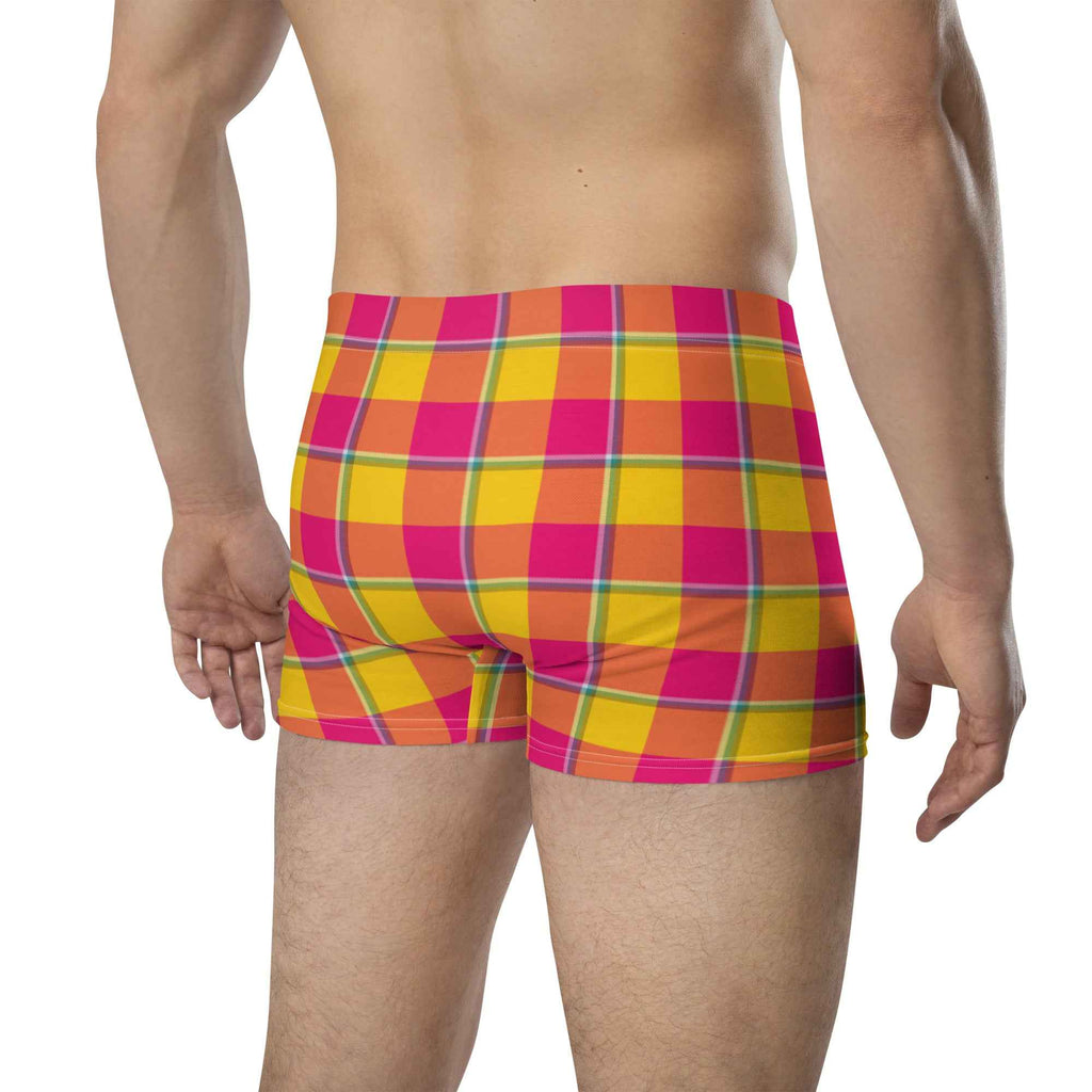 Corn and Razzmatazz Plaid Boxer Briefs - Scottish Squares
