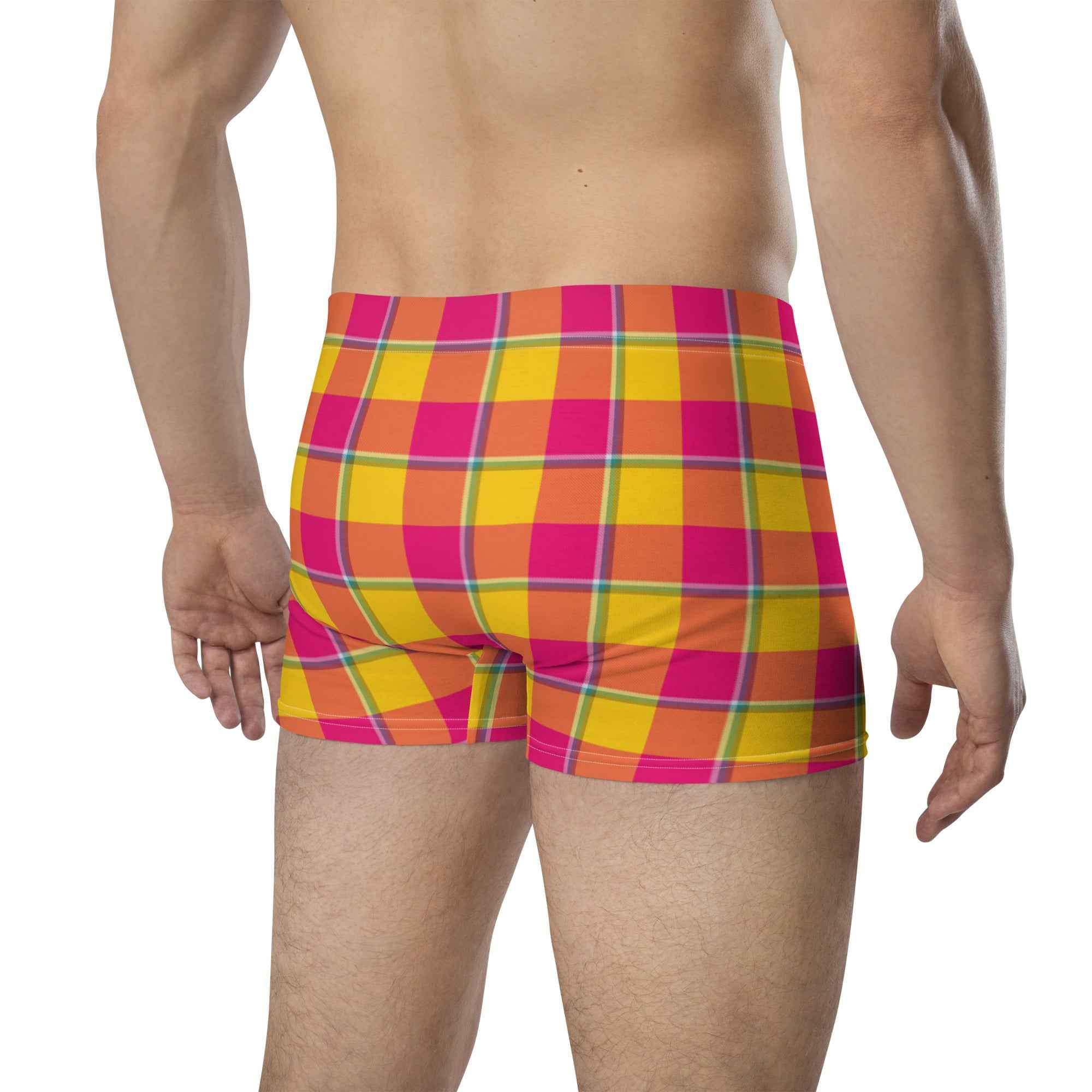 Corn and Razzmatazz Plaid Boxer Briefs - Scottish Squares