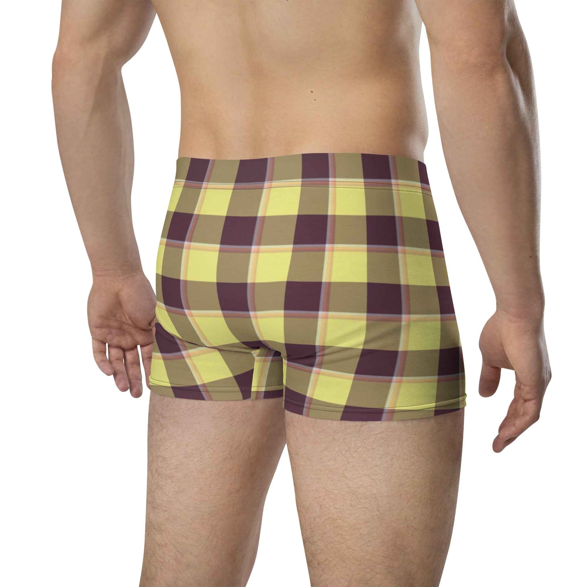 Flax and Livid Brown Plaid Boxer Briefs - Scottish Squares