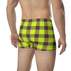 Electric Lime and Livid Brown Plaid Boxer Briefs - Scottish Squares